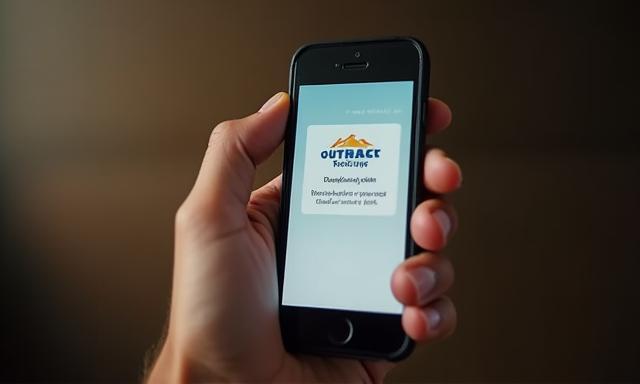 Mobile phone screen showing Outback Track app pairing process with Bluetooth